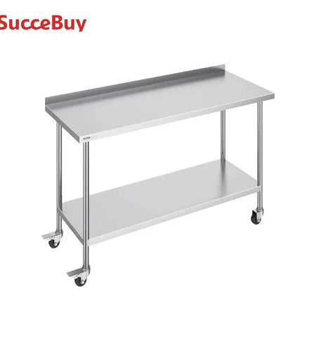 Stainless Steel Work Table Commercial Food Prep Worktable with Casters Heavy Duty Prep Worktable for Restaurant Home Hotel
